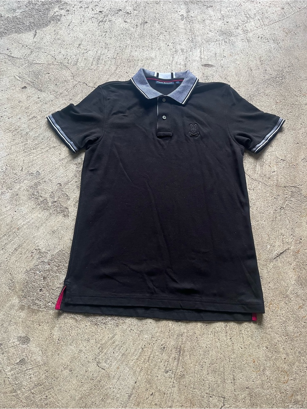 Psycho Bunny Black Polo with Gray Contrast Collar
